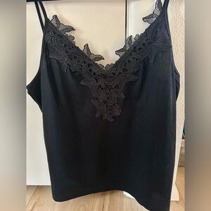 Listicle Black Lace Trim Tank Top Camisole